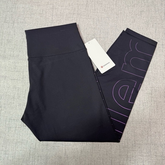 Lululemon Wunder Train High Rise Tight Athletic Legging Black Graphic Logo 14 - Picture 3 of 10